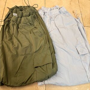 Aerie Olive and Light Blue Joggers and Holister Black all Parachute Material